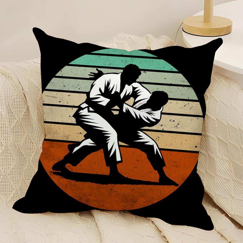 Sports Judo Martial Arts Pillow Case Natural Linen Double-Sided Printing Sofa Home Decor Cushion Cover