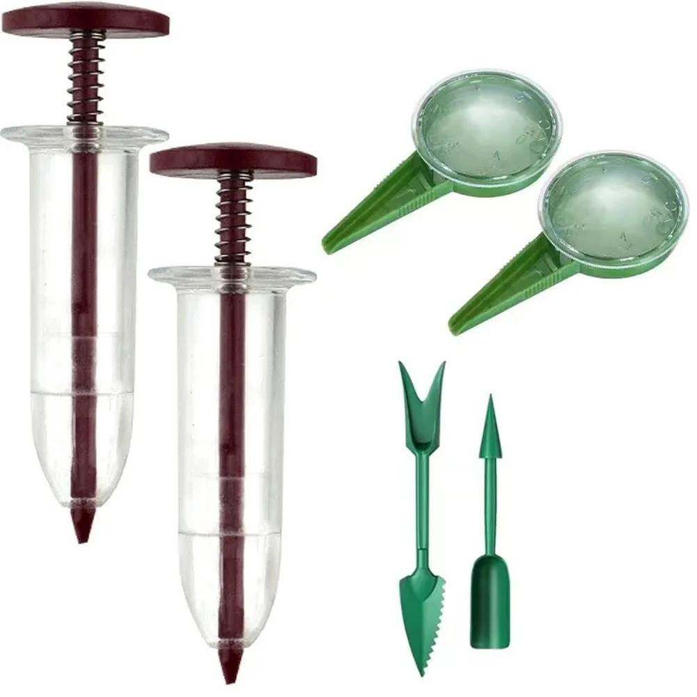 1-6Pcs Mini Sowing Seed Dispenser 5 Different Settings Plant Seed Sower With 2 Transplanting Tools Home Garden Seeding Dispenser