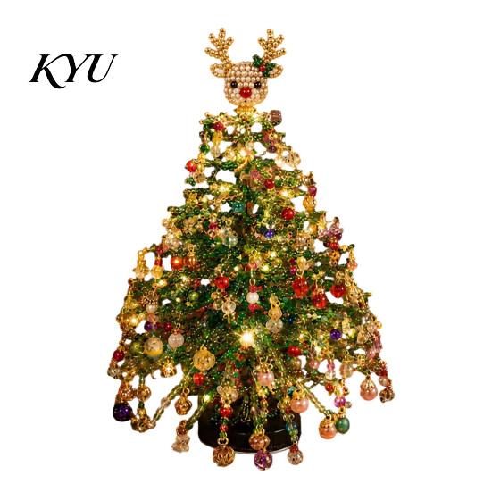 Décoration de Fête DIY pour Adultes Kit Arbre de Noël Perlé, Ensemble d'Artisanat Cristal Artificiel Fournitures d'Artisanat de Saison Débutants, Décoration de Table Faite à la Main