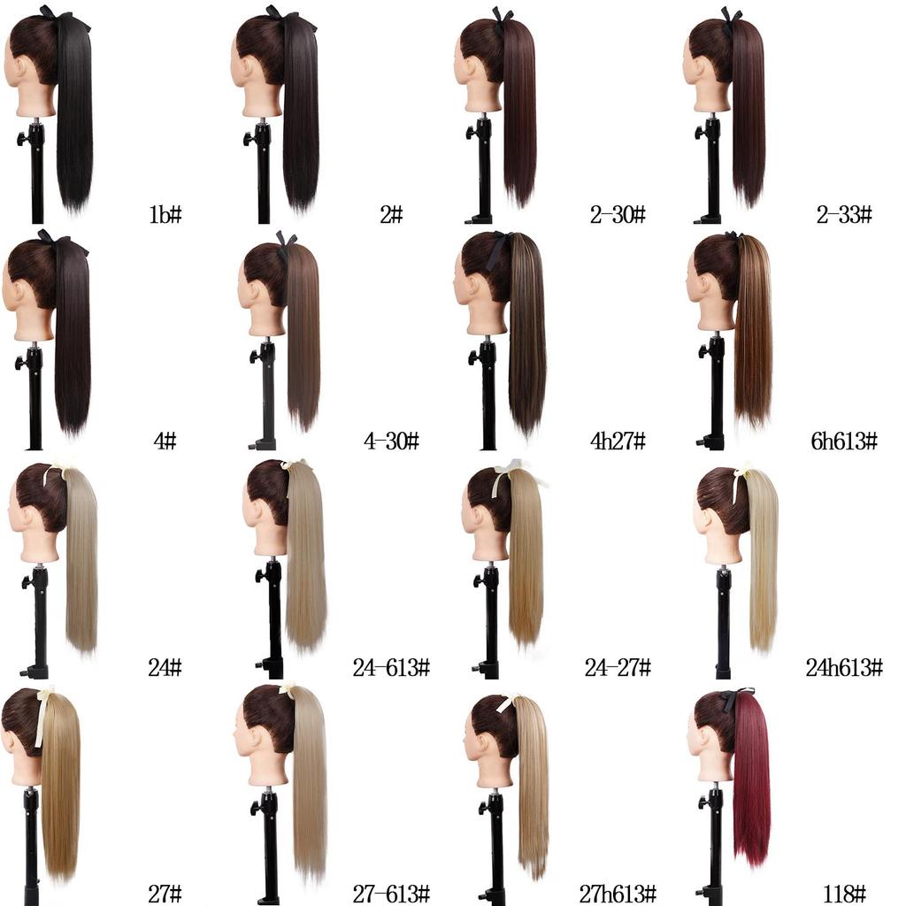 MISS WIG Synthetic 22 Inch Women Ribbons Long Straight Ponytail Hair Extensions Heat Resistant Ponytail Extensions for Women