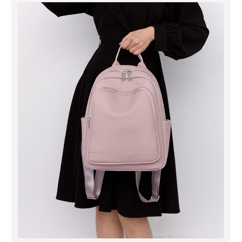 IELGY backpack, high-end solid color, fashionable large-capacity backpack, casual schoolbag, commuting