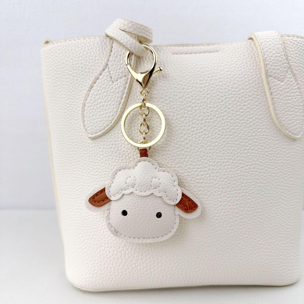 Yogodlns Cute Cartoon Sheep Design Faux Leather Pendant Lightweight Portable Decor Charm for Travel Backpacks Handbags