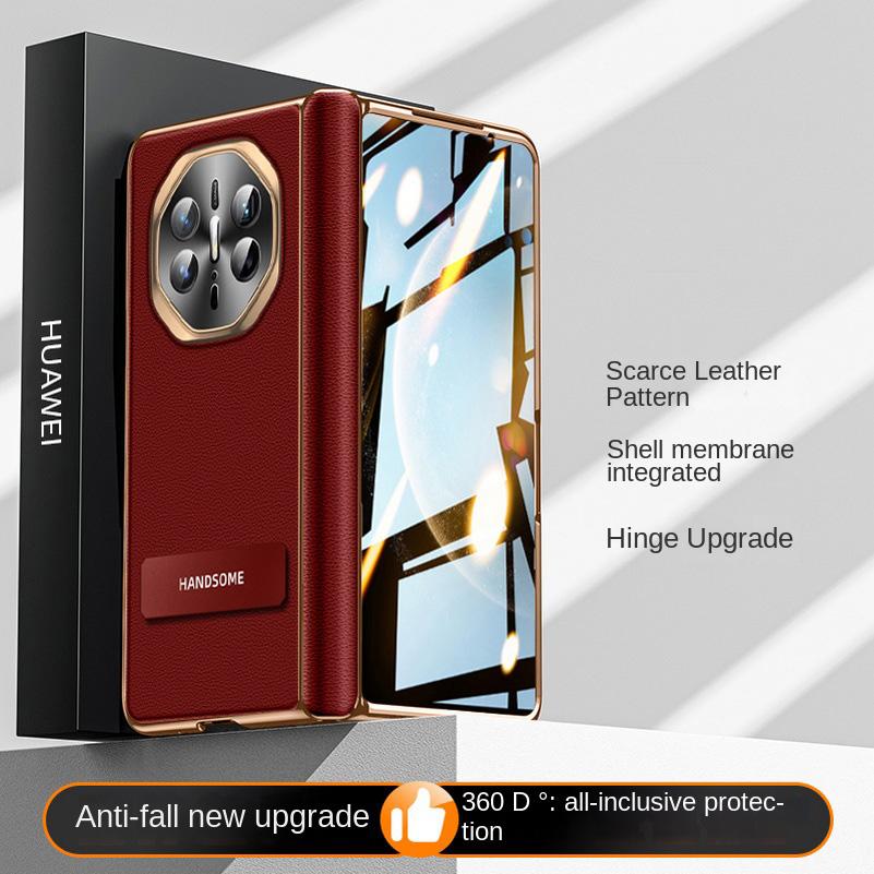 Leather Plated Frame with Tempered Glass Protective film Case For Huawei Mate X6 MATE X6 All-inclusive Hinged Cover