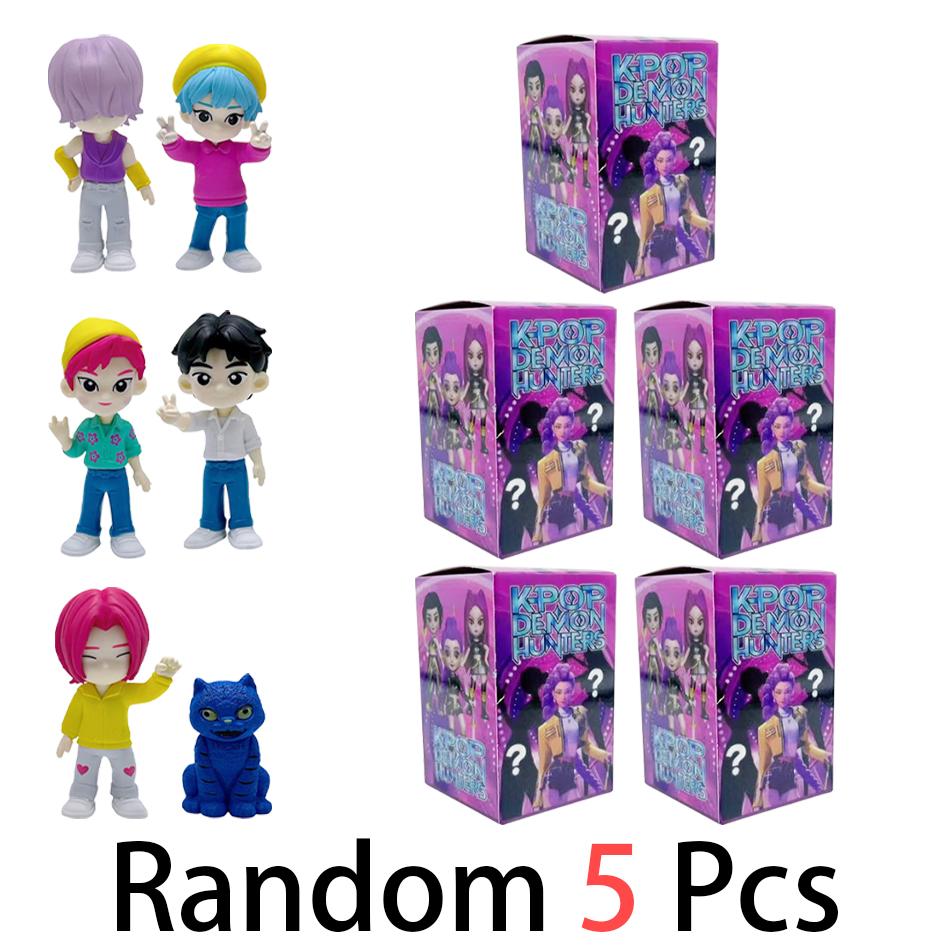 6Pcs Anime K-pop Demon Hunters Box Tiger Rumi Mira Zoey Figure Action Figurine Kits PVC Model Toys Matching cards Wholesale Gift