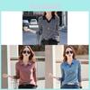 T-shirt femme manches longues col polo décontracté en coton brodé, collection printemps 2023