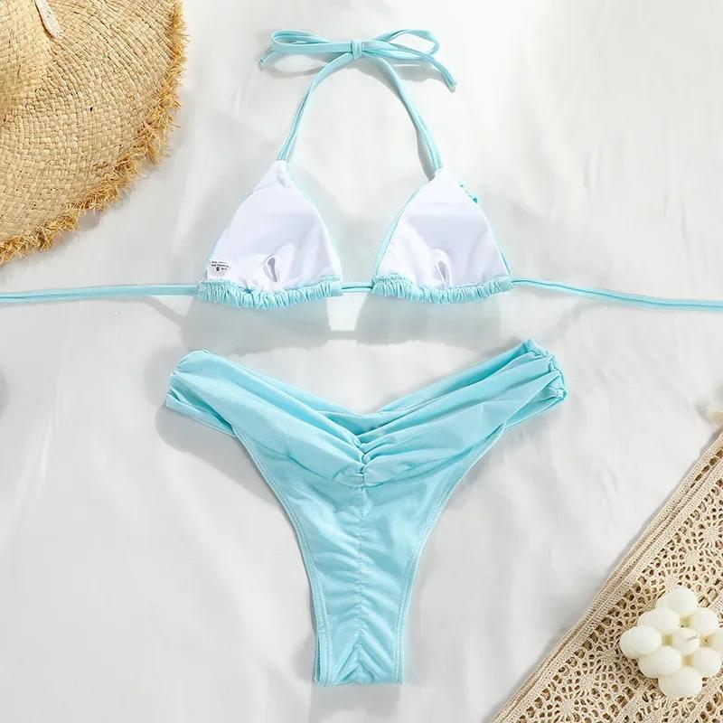 Bandage Bikinis Set Sexy Bikini Sets Solid Swimsuit Women Beachwear 2026 Summer Swimwear High Cut Bathing Suit Beach Biquinis