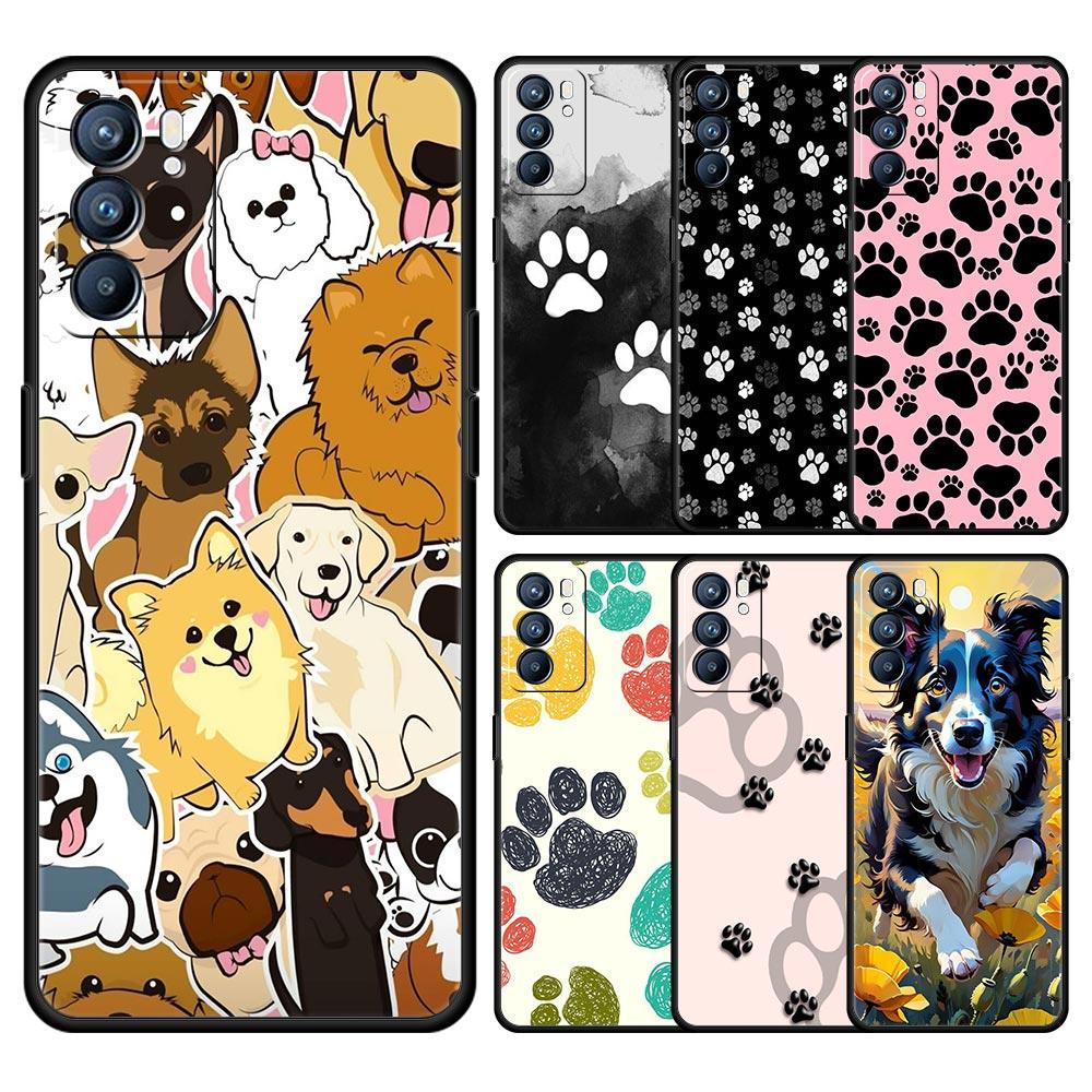 Phone Case For Oppo Reno13 Reno12 Reno11 F Reno10 Pro A54 A53 A95 A76 A74 A57 A98 A80 A79 5G A78 4G Cover Dog Paw