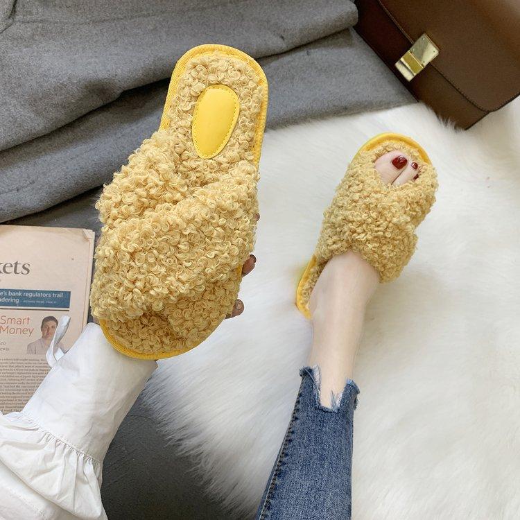 

Mao Mao slippers wear summer non-slip fashion flat shoes one-character sandals women 36 жёлтый