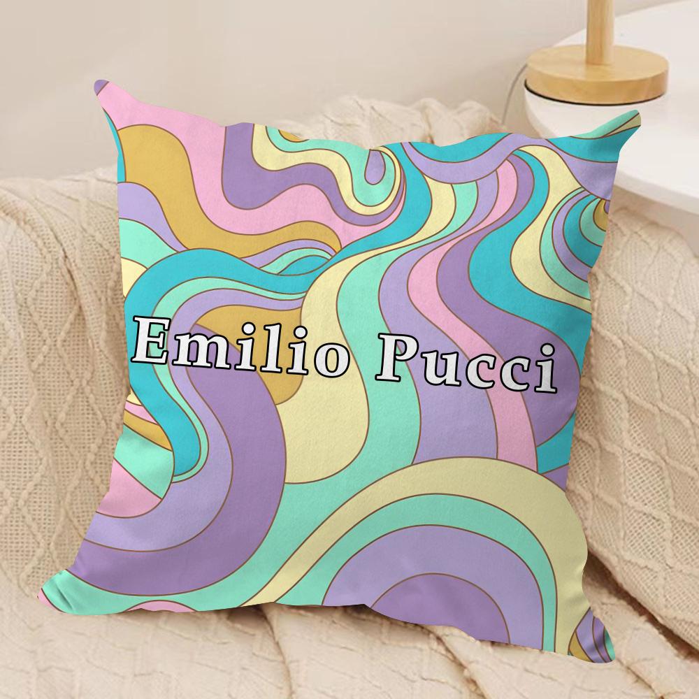 Fashion E-EE-Emilio logo P-Pucci Cushion Cover Soft Plush Double-Sided Pillow Cover Cozy Sofa Cushion Case Living Room Home Gift