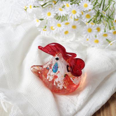 Figurina di Gallo Smaltato Colorato Fatto a Mano Statua di Gallina in Stile Rustico Scultura di Animale Realistica Decorazione per Scaffale da Casa o Ufficio Tavolo