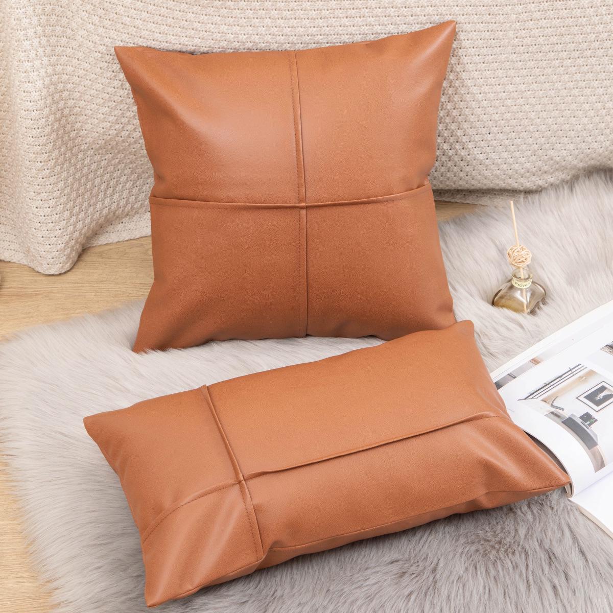

Luxury Cross-border Folding Leather Lumbar Support Pillow for Car and Sofa 30*50cm (Cover Only, No Pillow Core)
