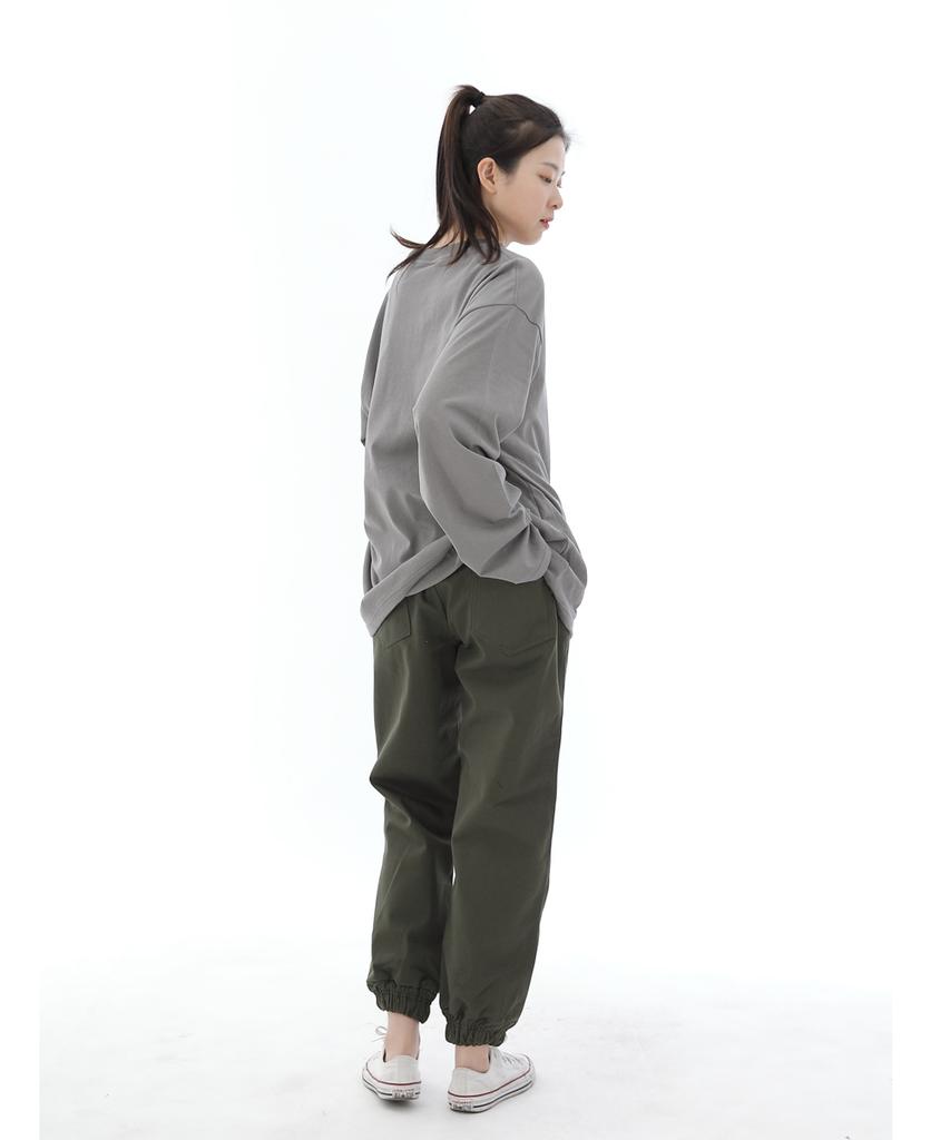 Seinteukeulu Back Bartack Point Coated Strap Jogger Pants Bb-303J Khaki