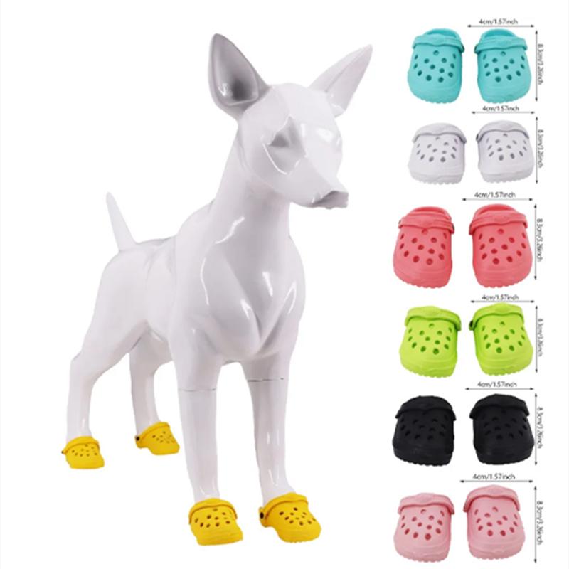 4ks Psí boty Zesílené Děrované boty Odolné proti opotřebení Prodyšné Nová móda Boty pro domácí mazlíčky Protiskluzové pantofle Potřeby pro domácí mazlíčky pro psa