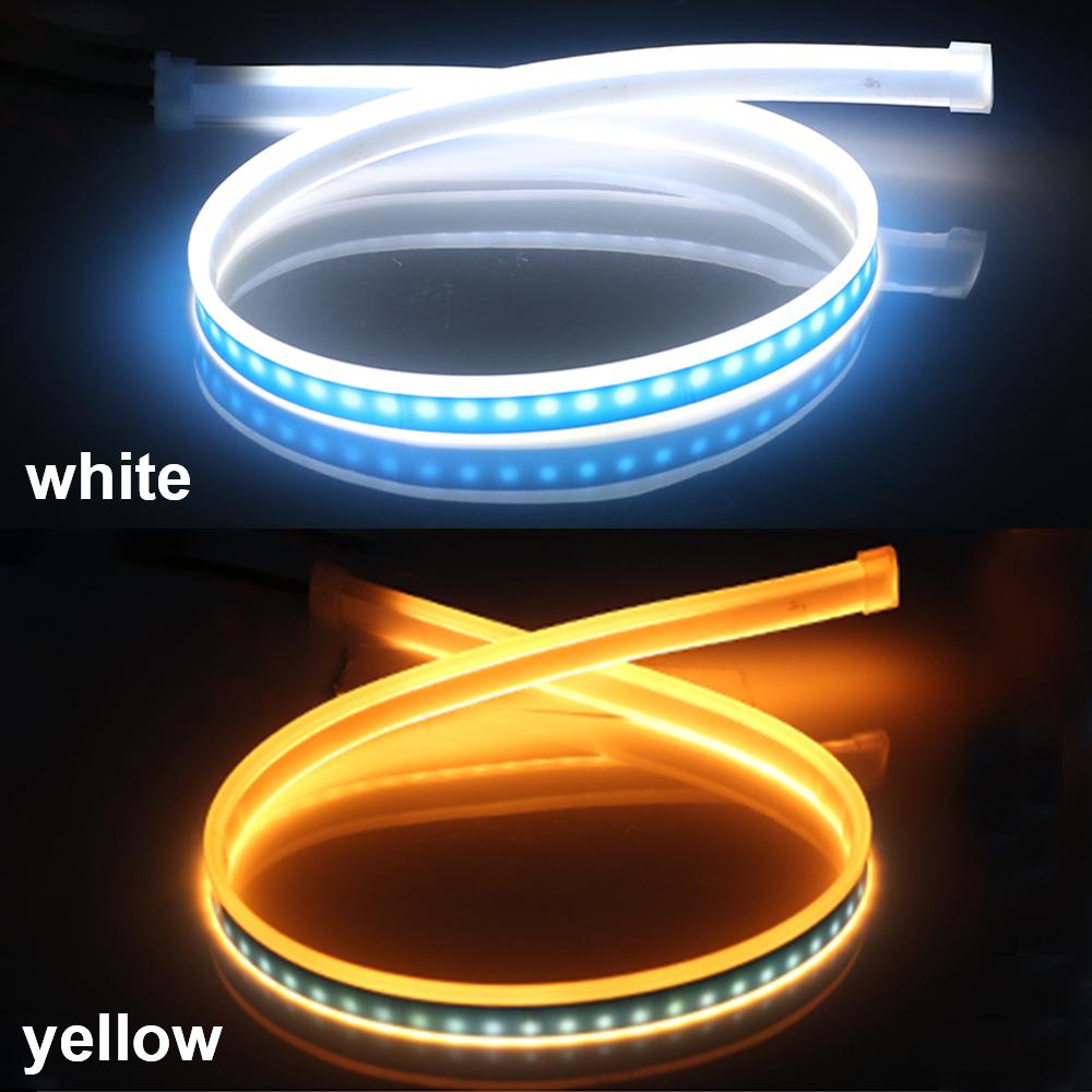 

1 пара автомобильных светодиодных дневных ходовых огней, водонепроницаемые гибкие стоп-сигналы, дневные ходовые огни, декоративные лампы для автомобильных фар 30cm Ice blue yellow