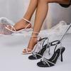 Fashion Diamond-encrusted Designer 2025 Summer New Fashion Round Toe Open Toe Sandals Elegant Dress Party Ladies High Heels 34---42 Size