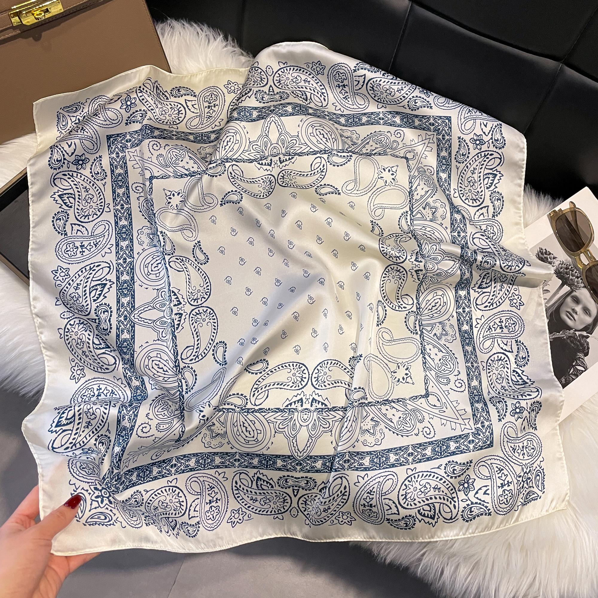 

Новый шелковый атласный шарф для волос 70*70 см, женский носовой платок с принтом, женская бандана с квадратной головой, небольшой шейный глушитель, хиджаб для леди