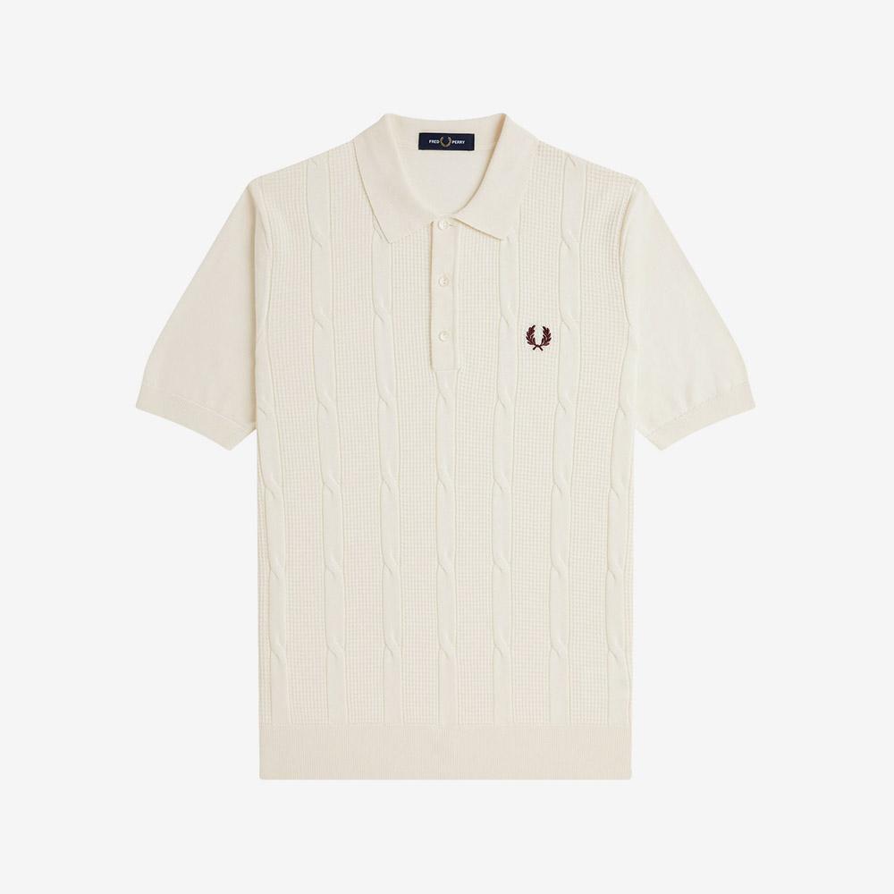 FRED PERRY [Sharp] Textured Cable Knit Shirt - Ecru Afpm2531313-560