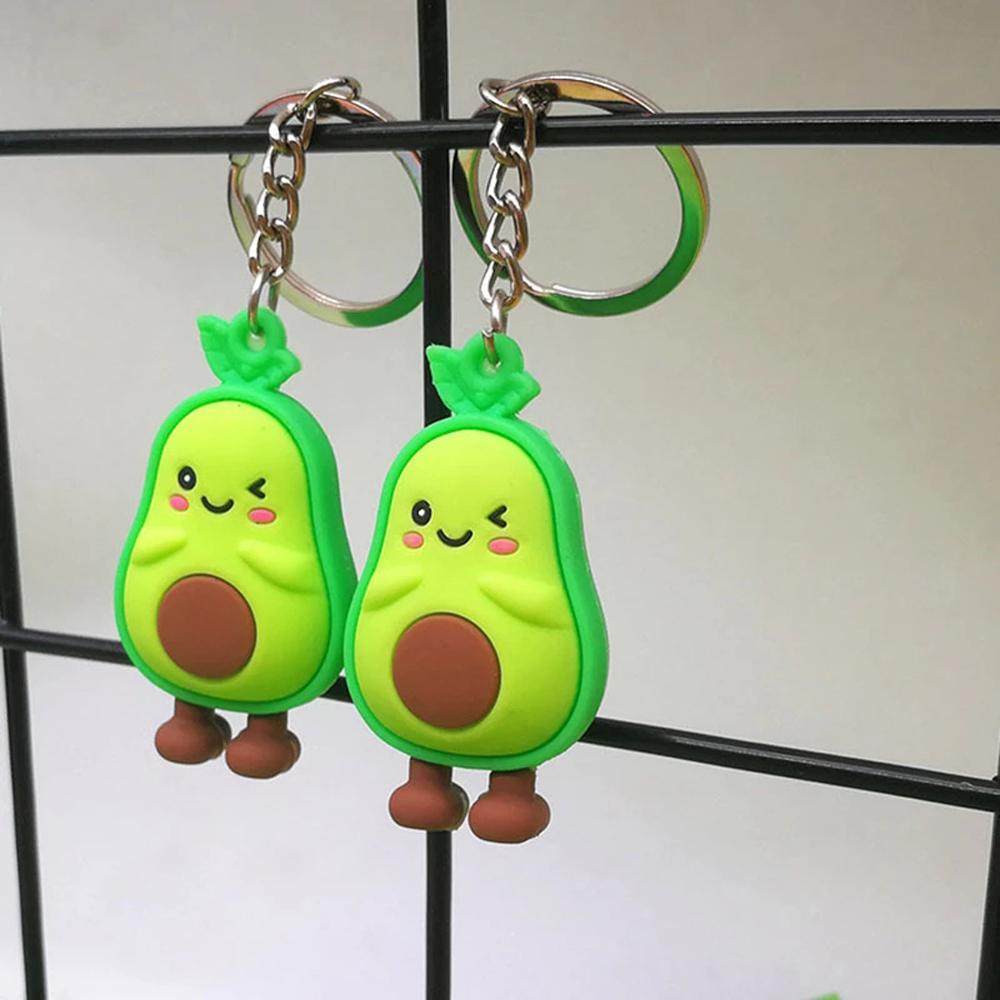 Couple Key Rings Bag Pendant Jewelry 3D Keychain Simulated Fruit Smiling Avocado Avocado Keychain