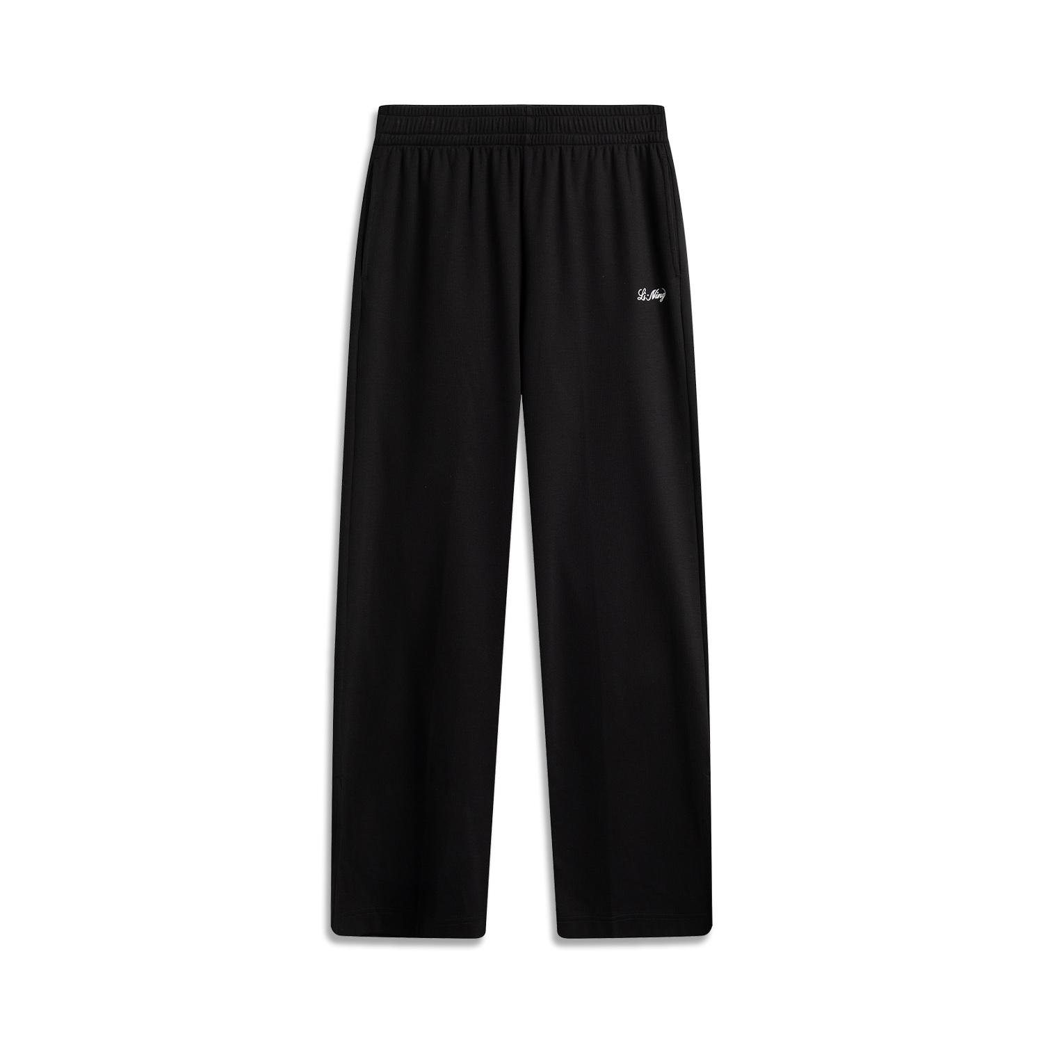

Li-Ning Comfortable Casual Breathable Simple Versatile Straight Leg Mid Rise Knitted Sports Pants Women bottoms Black AKLV348-3 XL
