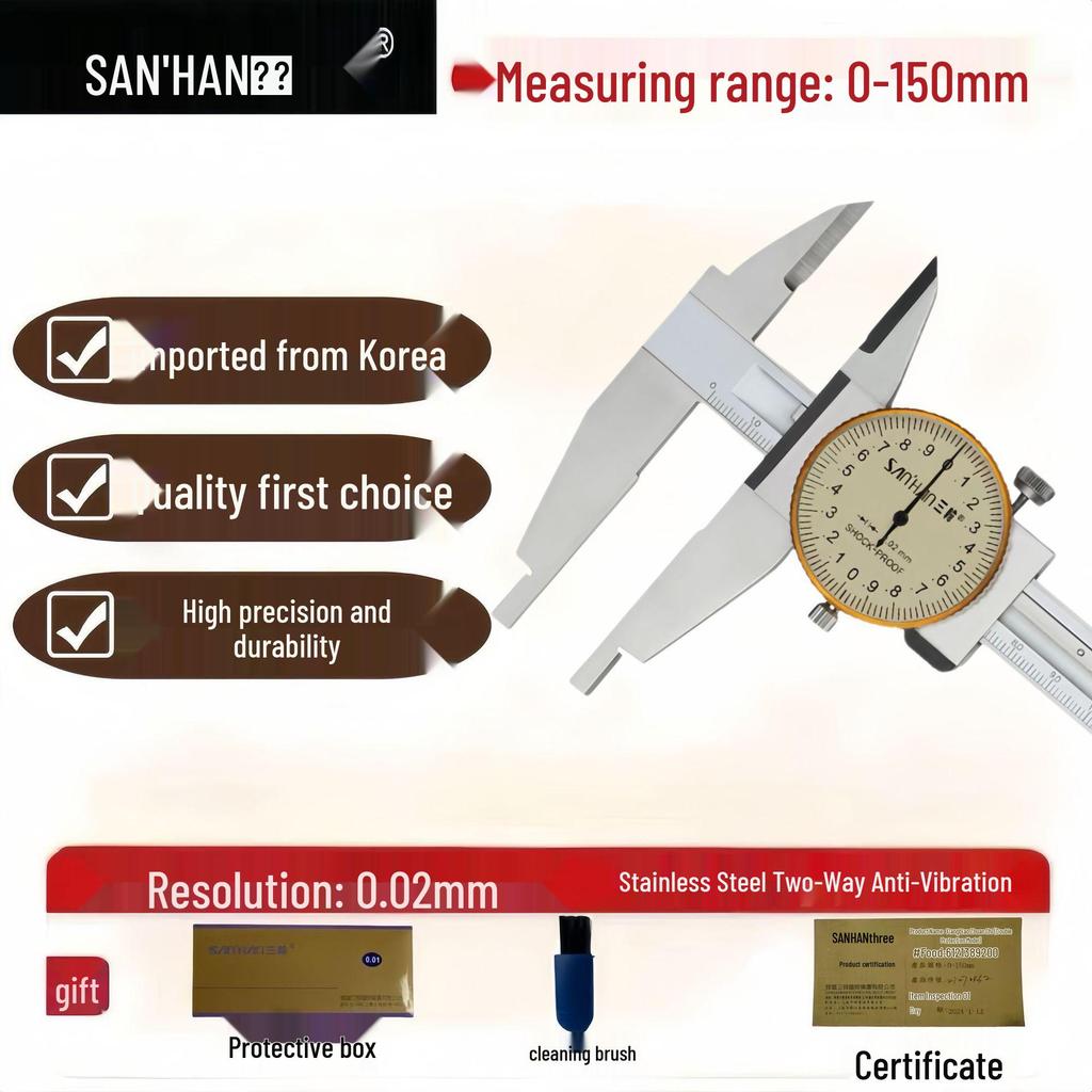 High Precision Shockproof Dial Vernier Caliper 150-300mm