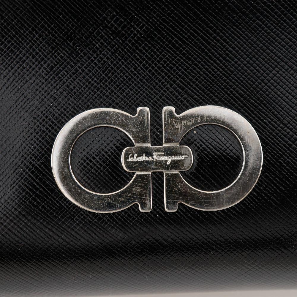 Salvatore Ferragamo Gancini Tote Bag DY-21 7814 black Calfskin Women Used