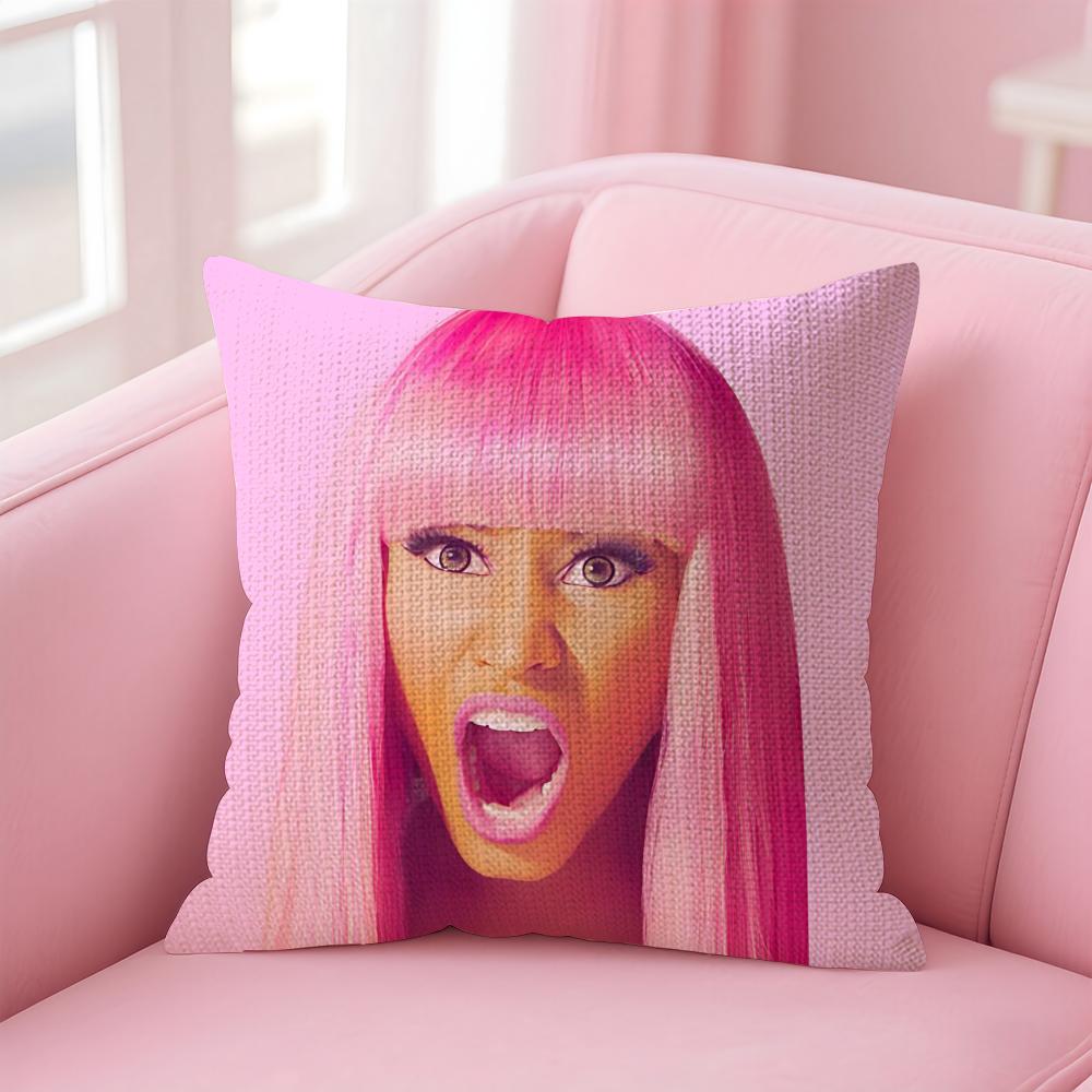 N-Nicki Minajj Singer Cushion Cover Natural Linen Pillow Case Double-Sided Print Decorative Sofa Pillowcase Home Decor Gift