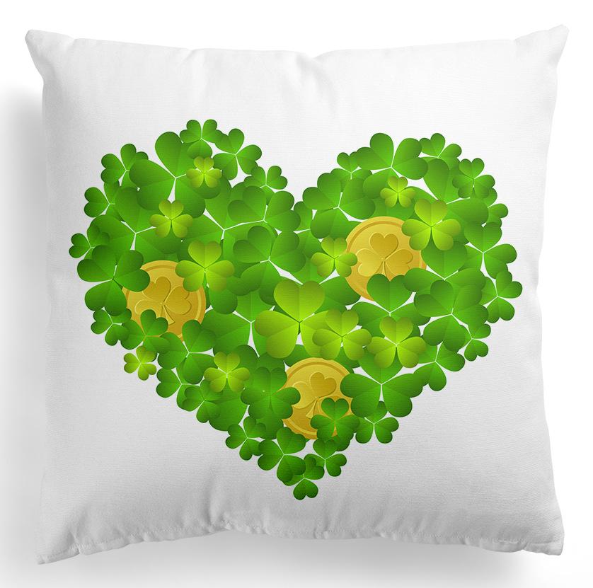 

улица. Подушка на День Святого Патрика Зеленый Четырехлистный Клевер Домашнее Украшение Подушка Скандинавский Ирландия Национальный День 45 * 45Cm without pillow core