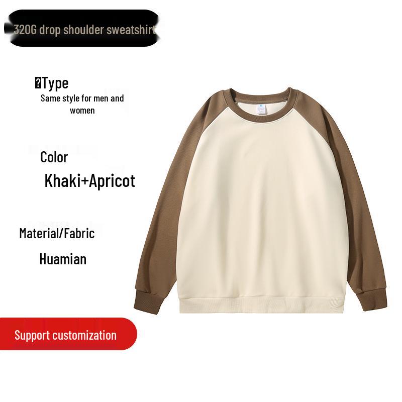 Unisex Heavyweight 320g Colorblock Raglan Crewneck Sweatshirt with Custom Embroidery