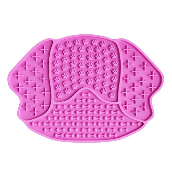 Pet Slow Food Mat with Strong Suction Cup, Puppy Head Design Pet Feeding Mat, Dog Slow Eating Bowl Accessory for Prevent Choking Anxiety Relief