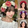 Nachahmung Rose Blume Stirnband Retro Gefälschte Blume Dekor Krone Stirnband Frauen Kopfschmuck Haar Hoop Party Decor