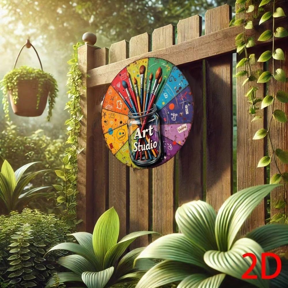 2D Aluminum Metal Wall Art Round Sign Home Bar Studio Decor