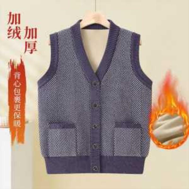 

Мама носит осенне-зимний свитер жилет плюс бархат для среднего возраста и пожилых женщин, свитер бабушки, толстый кардиган, одежда XL темно серый