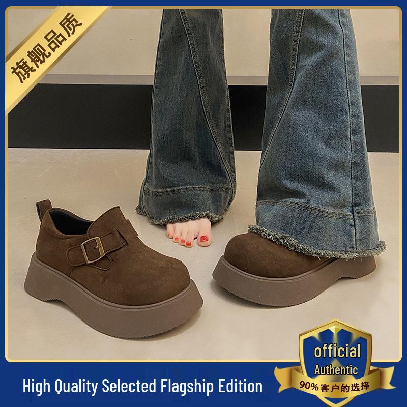 Yang Mi Style Women's Platform Loafers: 2025 Autumn Slip-On, Versatile Birkenstock-Inspired Shoes, Size 34