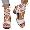 Large-sized Fish-mouth High Heels Lace-up Sandals Women's Thick-heeled Shoes Lightweight Beach Flip-flops