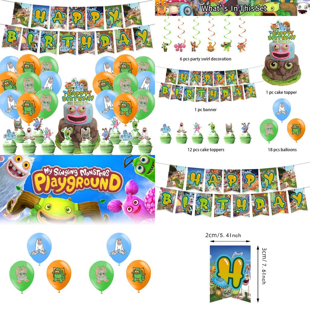 My Singing Monster Themed Party Banner Kit With Balloons And Decorations For Kids Events