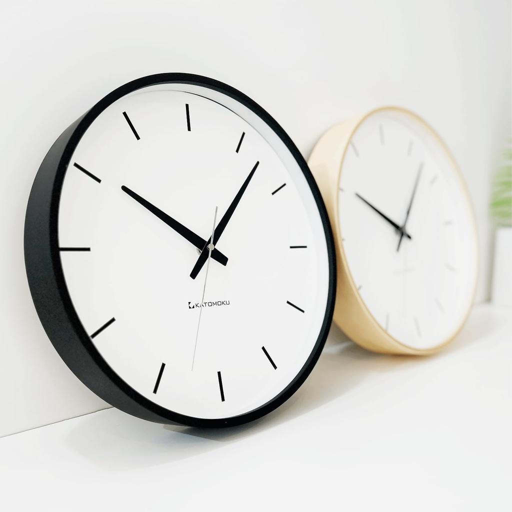 KATOMOKU zegar ścienny ze sklejki czarny zegar ścienny ciągły sekundnik radio km-49BKRCS 304mm (Zegar SKP)