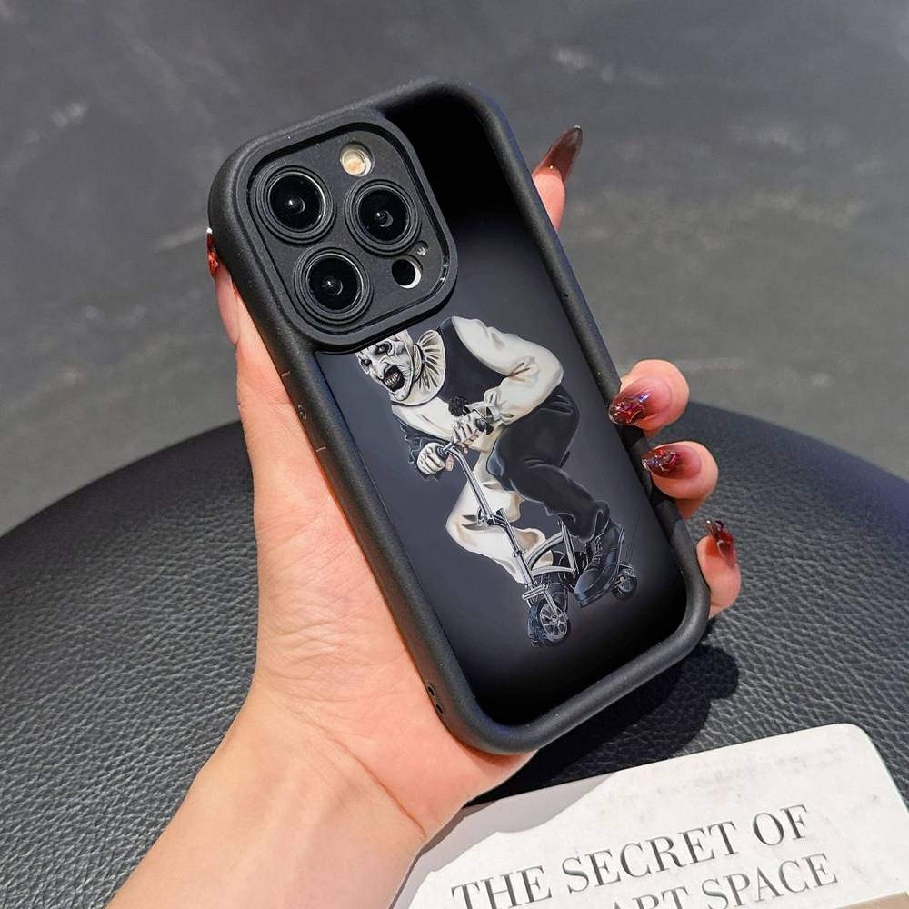 

The-Clowns-horrors-T-Terrifier For iPhone 17 16 15 14 13 12 11 Pro Max Plus Black Full Coverage TPU Shockproof Cover iPhone 15 plus