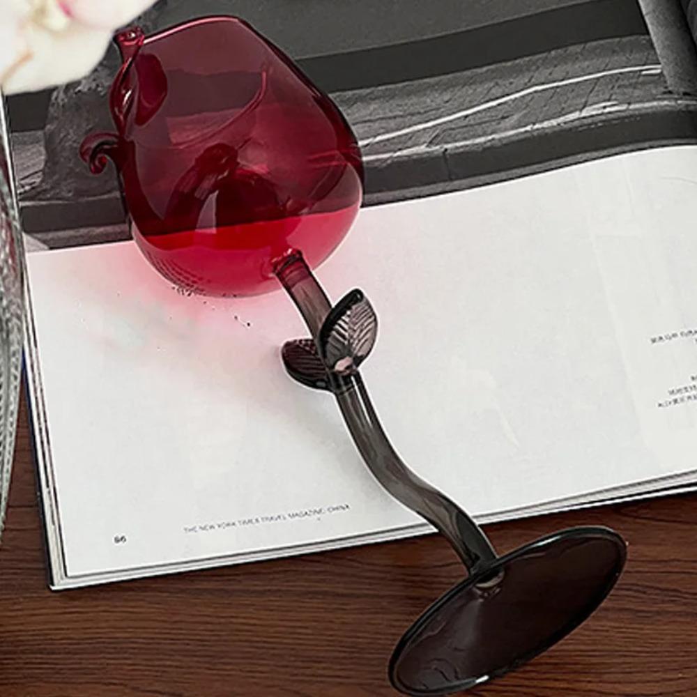 Red Rose Goblet Rolled Cup-rimmed Wine Cup Champagne Glass Rose Wine Glass  Valentine's Day