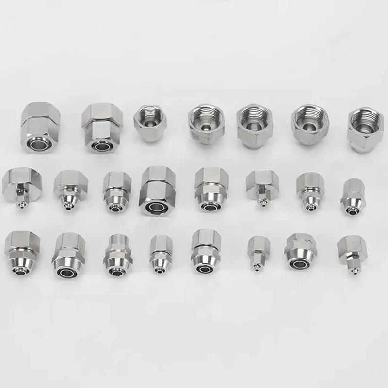 Pneumatic Hose Fittings Quick Screw Connector Copper Nickel Plating PF 6 8 10mm Fast Twist Joint Female Thread 1/8 1/4 3/8 1/2
