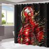 1pc Marvel Iron for Man Shower Curtain - Waterproof Polyester, Cartoon Design with 12 Hooks, Machine Washable, Ideal for Home