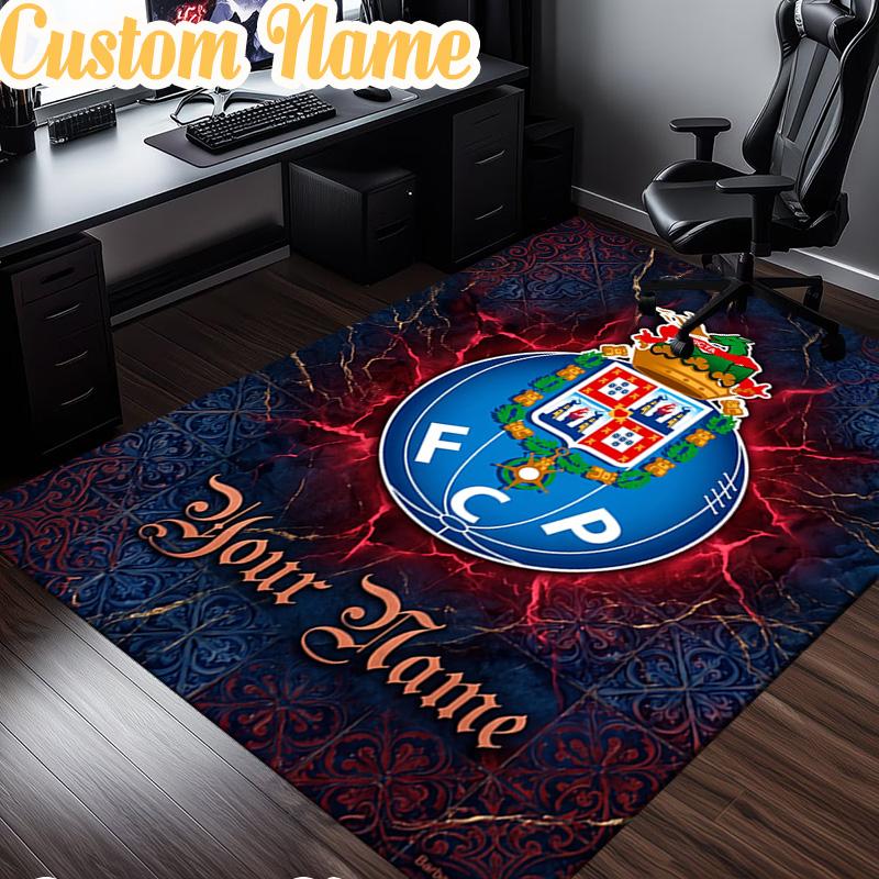 Custom Name Fc Porto Crest Design Rug, Office Rug, Chair Rug, Carpet for Living Rooms, Doormat Game Rug Home Decor Christmas Gifts