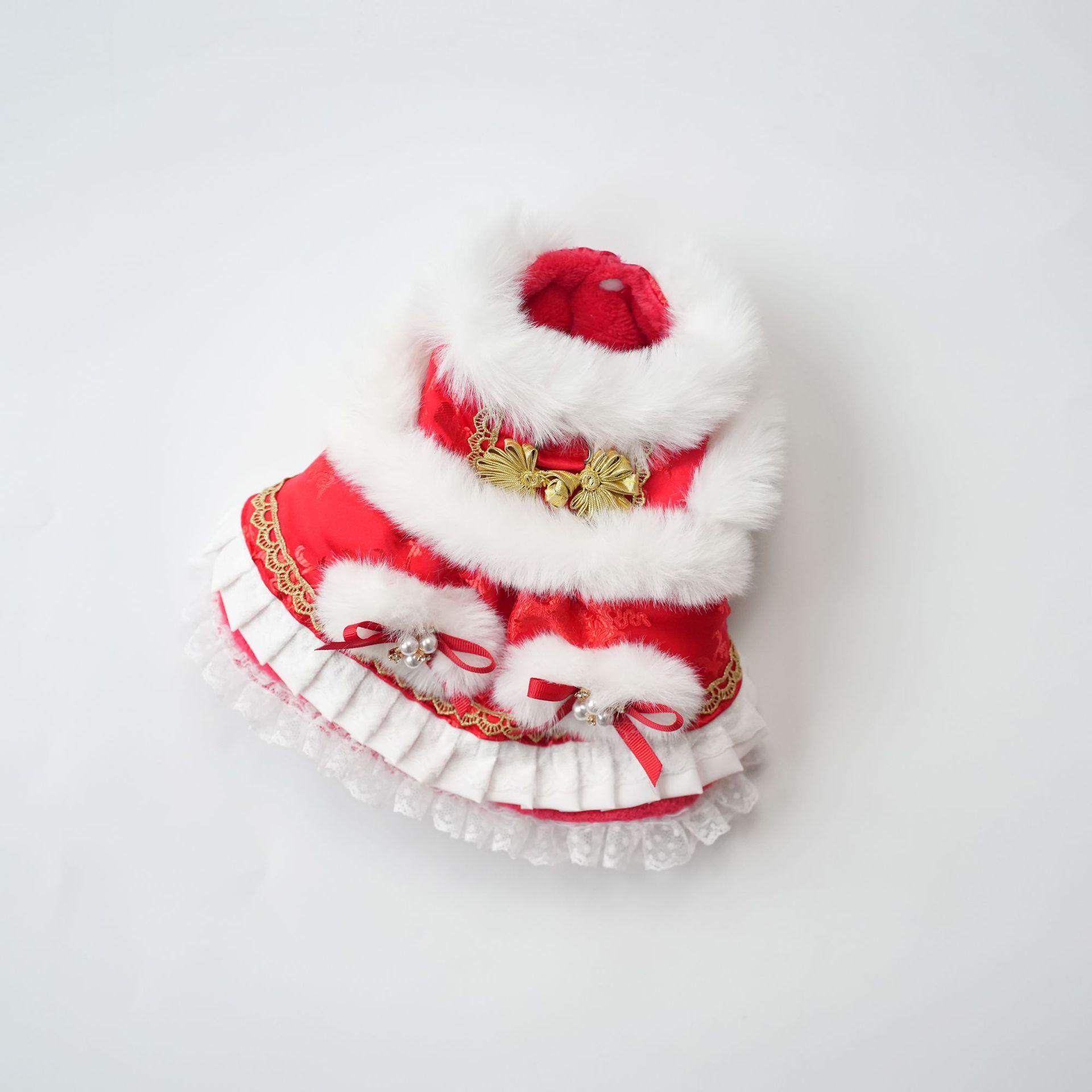 

Плюшевый ошейник для питомца, красное пальто, рождественское пальто для собак, плюшевый мишка для маленькой собаки, милое новогоднее пальто с плюшевой одеждой для щенка XL