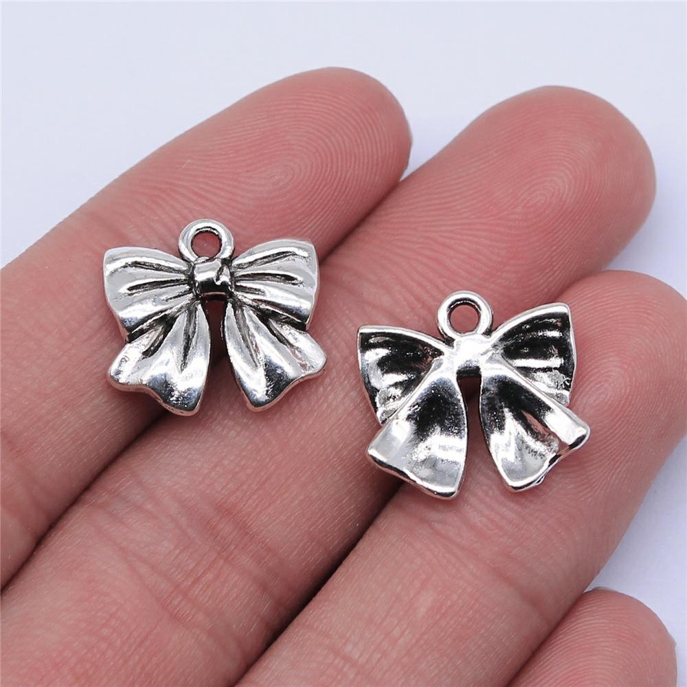 20pcs Bow Tie Connector Zinc Alloy Charm DIY Necklace Making Findings Handmade Tibetan Jewelry