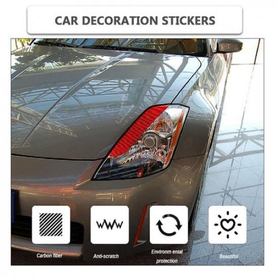 Red Carbon Fiber Headlight Eyebrows Eyelids Cover Trim For Nissan 350Z 2003-09