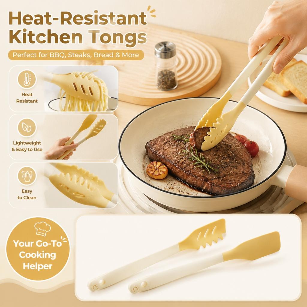 Kitchen Tongs Heat Resistant Cooking Tongs for Grilling Barbecue Spaghetti Pasta Serving Bread Toast Clip Tool