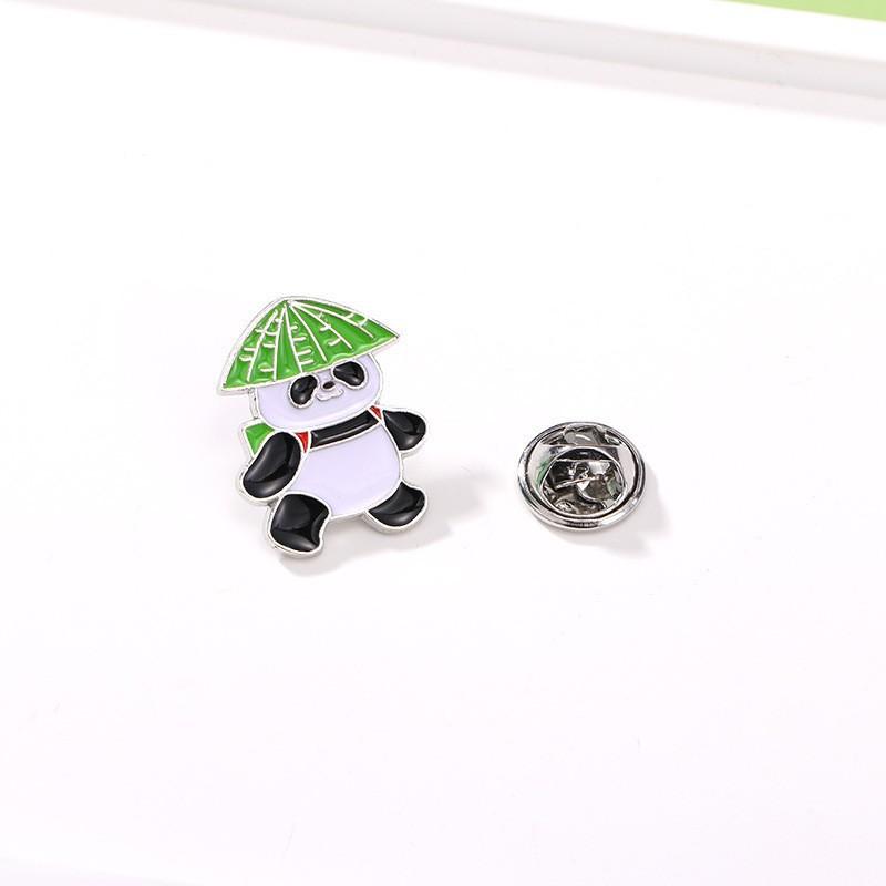Chinese style panda brooch cute animal bag badge clothing bag accessories bamboo giant panda chain collar pin