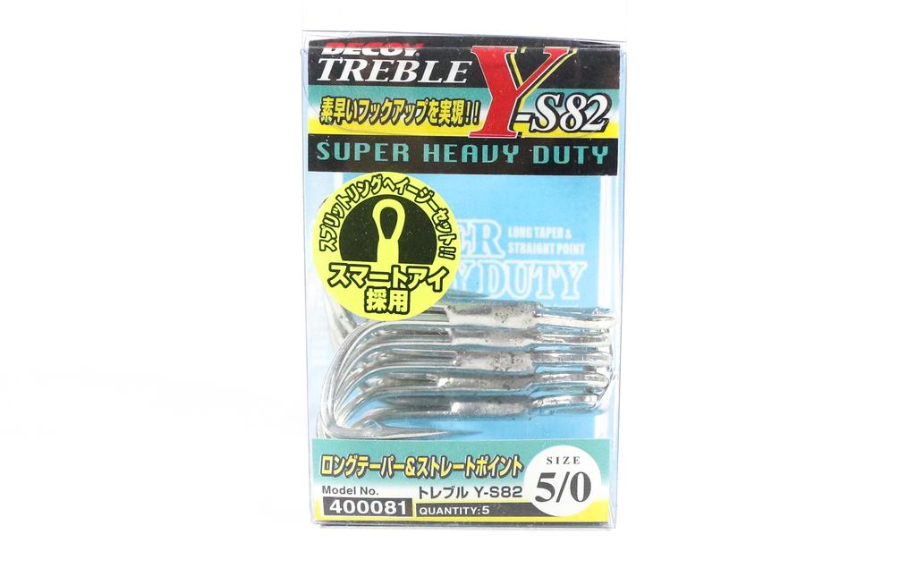 Decoy Y-S82 Treble Hook Heavy Duty Treble Hooks Size 5/0 (0081)