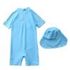 Toddler Boys Rashguard Short Sleeve One-Piece Swimsuit Cute Cartoon Dinosaur Rash Guard with Sun Hat UPF 50+ Sun Protection 1-7T