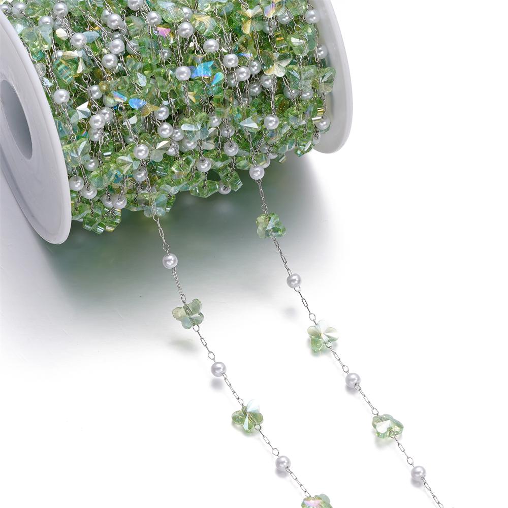 1Meter Stainless Steel Pearl Chain Butterfly Crystal Chains for Necklace Bracelets Jewelry Making DIY Handmade Accessories 1Meter