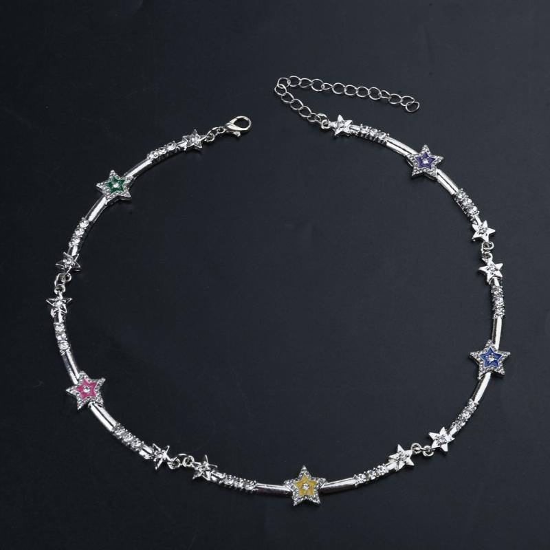 Five-pointed Star Aesthetic Necklace Diamonds Inlay Simple Clavicle Chain Women Girls Wedding Jewelry Birthday Gift